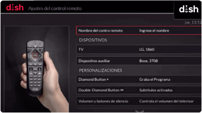 Hand holding remote control close up and configuration setup