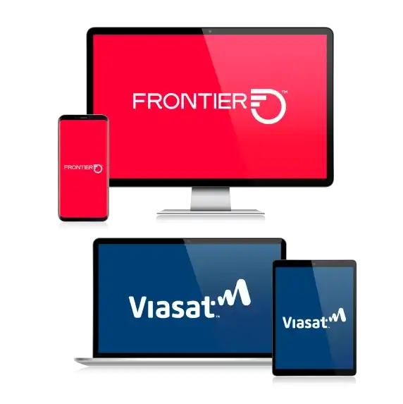 screens with frontier and viasat on them