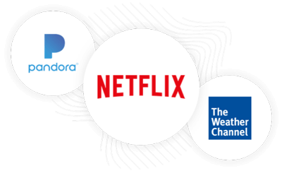 Logos de Pandora, Netflix, y The Weather Channel