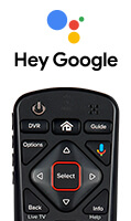 Hey Google logo with DISH Voice Remote